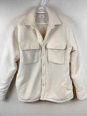TNA Sherpa Fleece Shacket Cream Quilted Lined Utility Jacket Size 2